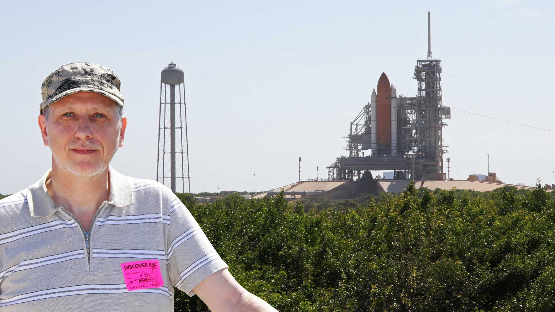 Gregor Spörri recherchiert Space Shuttle Start in Cape Canaveral.